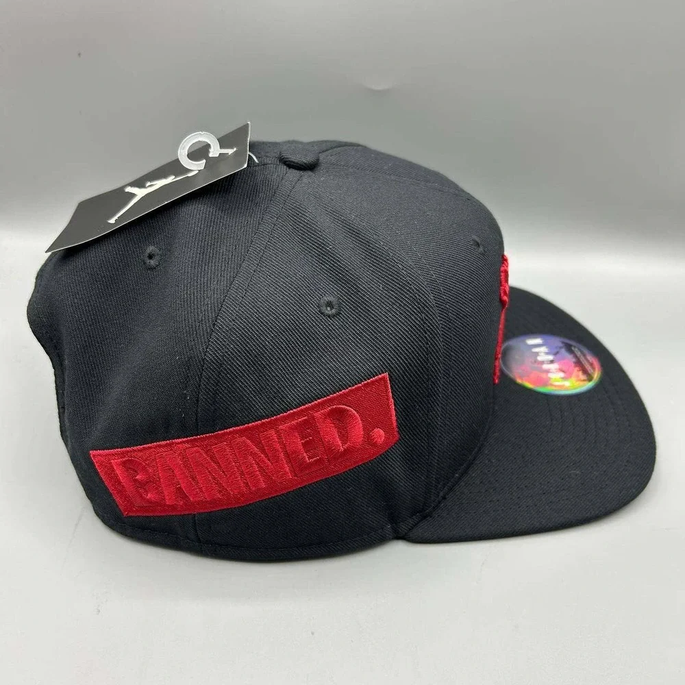 Air Jordan Banned Hat Men Black Red Embroidered Logo Jumpman Snap Back Cap New